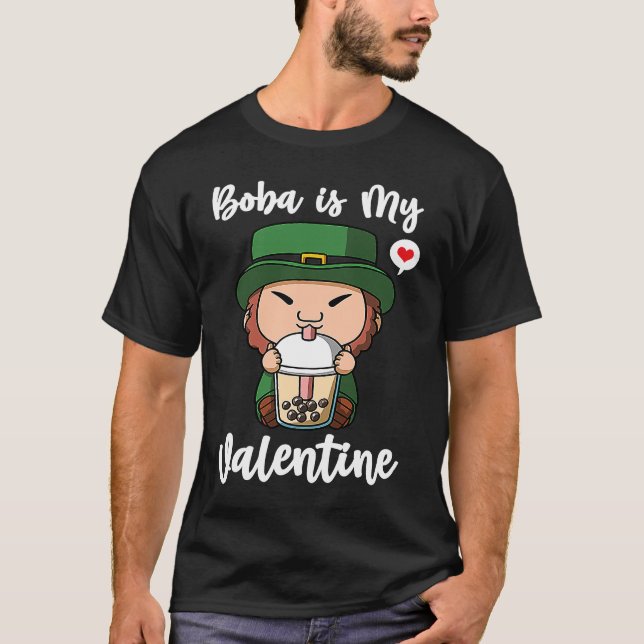 Camiseta Boba Tea is My Valentine Leprechaun Anti Valentine (Anverso)