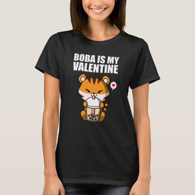 Camiseta Boba Tea is My Valentine Tiger Anti Valentines Day (Anverso)
