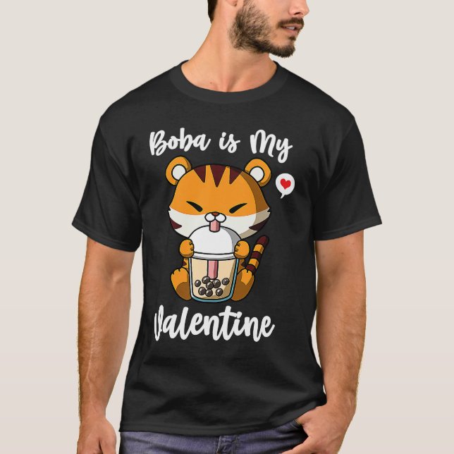 Camiseta Boba Tea is My Valentine Tiger Anti Valentines Day (Anverso)