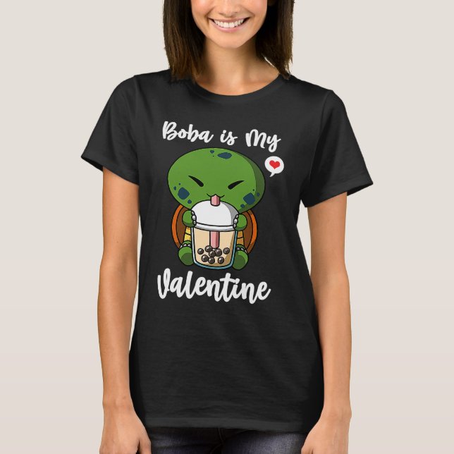 Camiseta Boba Tea is My Valentine Turtle Anti Valentines Da (Anverso)