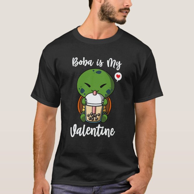 Camiseta Boba Tea is My Valentine Turtle Anti Valentines Da (Anverso)