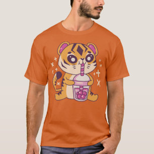 Camiseta Boba Tea Kawaii Tiger Bubble Tea Anime Kawaii Neko