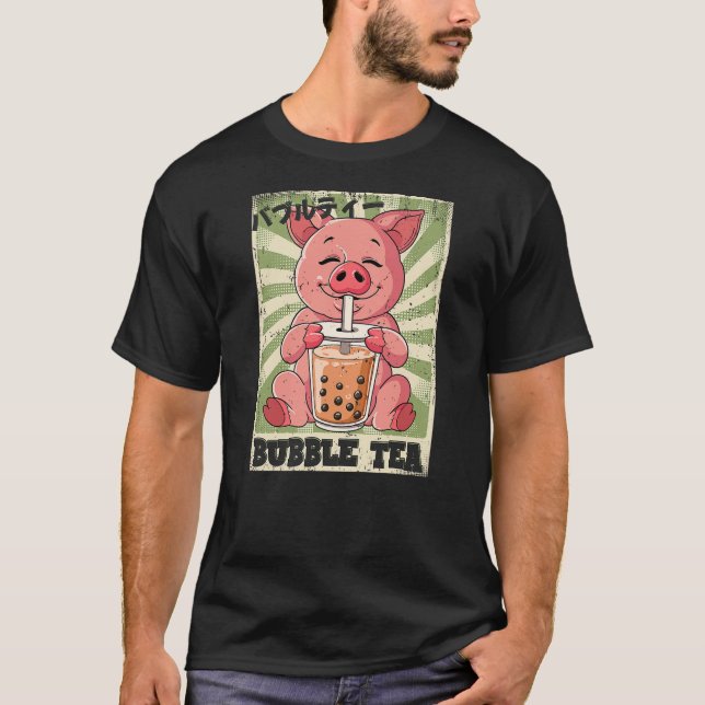 Camiseta Boba Tea Pig Bubble Tea (Anverso)