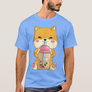 Camiseta Boba Tea Shiba Inu Kawaii Anime Chica de Comida Ja