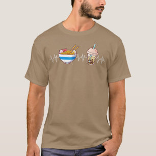 Camiseta Boba Y Ramen Heartbeat Kawaii Bubble Tea Noodles