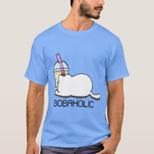 Camiseta Bobaholic Pixel Cat ama el té Boba