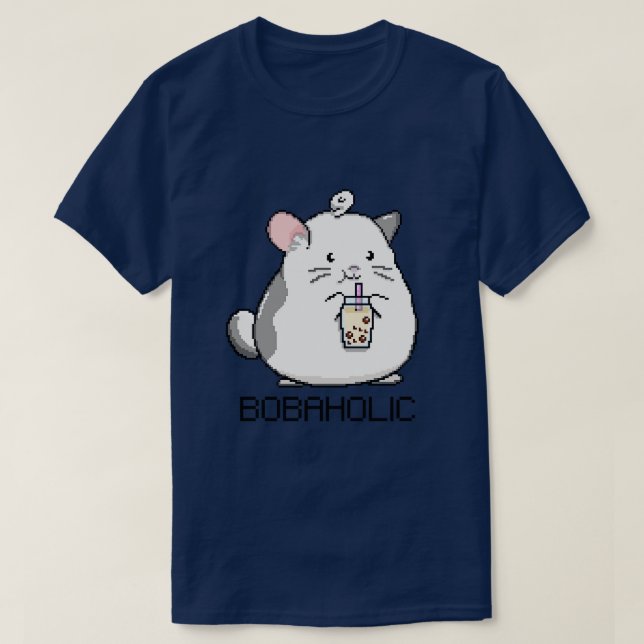 Camiseta Bobaholic Pixel Mouse ama el té Boba (Diseño del anverso)
