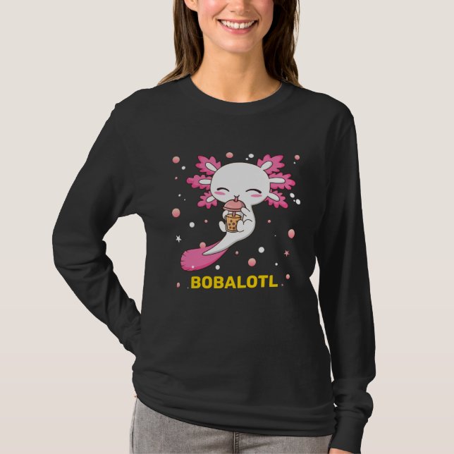 Camiseta Bobalotl Axolotl Boba Tea Bubble Milk Girls kids (Anverso)