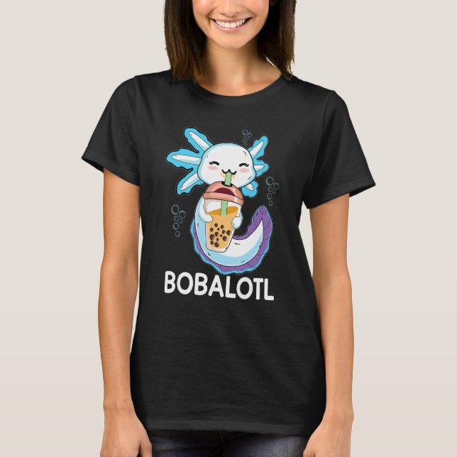 Camiseta Bobalotl Axolotl Milk Tea Axolotl Drinking Boba Te (Anverso)