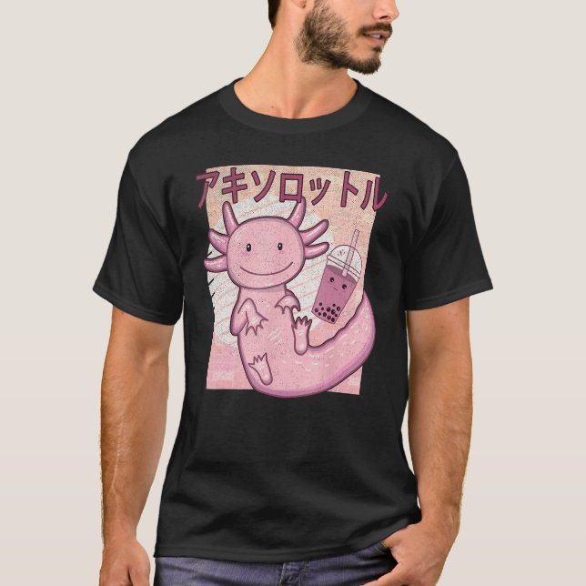 Camiseta Bobalotl Axolotl Milk Tea Axolotl Drinking Boba Te (Anverso)