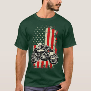 Camiseta Bobber de la motocicleta Skeleton Biker de Bandera