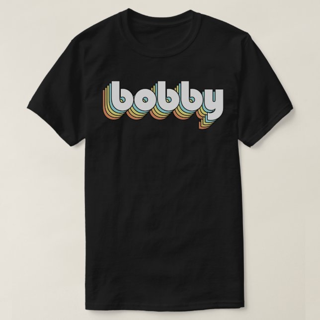 Camiseta Bobby Retro Estilo de tipografía arcoiris oscuro (Diseño del anverso)