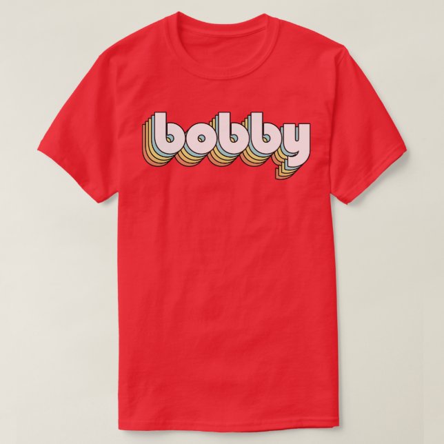 Camiseta Bobby Retro Estilo de tipografía arcoiris oscuro (Diseño del anverso)