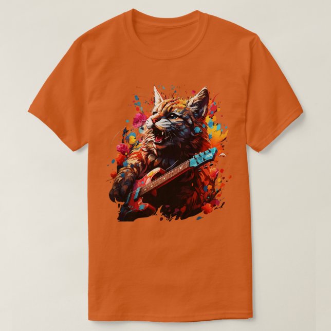 Camiseta Bobcat americano tocando la guitarra (Diseño del anverso)