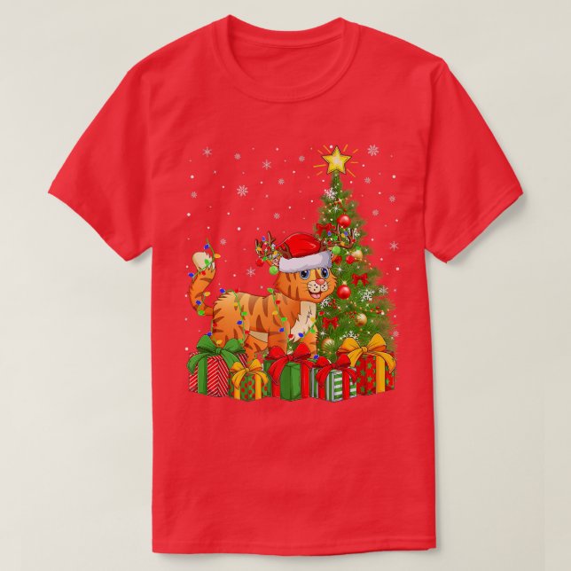 Camiseta Bobcat Iluminación de Navidad Árbol de Navidad San (Diseño del anverso)