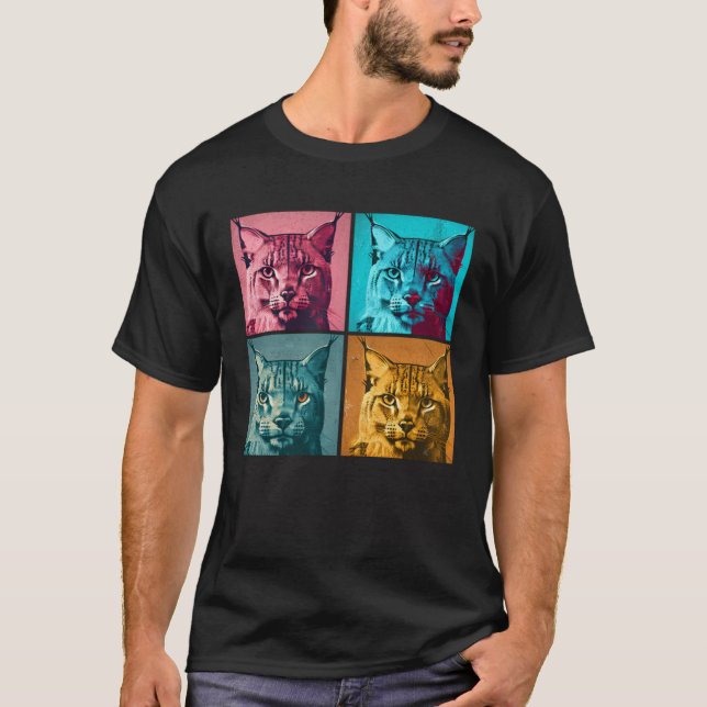 Camiseta Bobcat Pop Illustration Colorful Animal Women Men (Anverso)