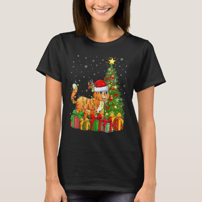 Camiseta Bobcat   Xmas Holiday Santa Bobcat Christmas Tree (Anverso)