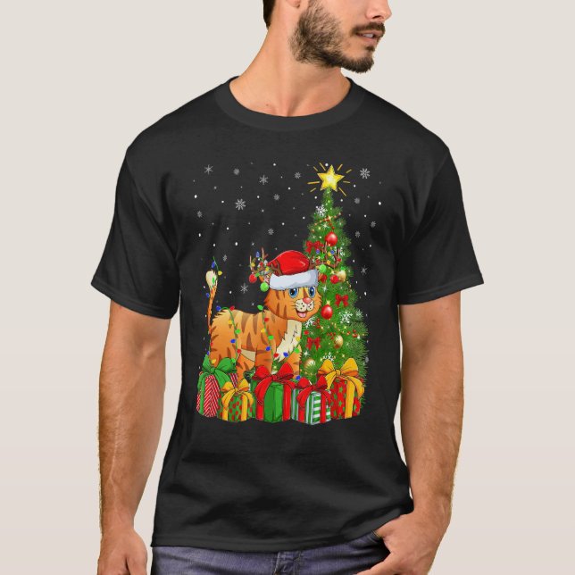 Camiseta Bobcat   Xmas Holiday Santa Bobcat Christmas Tree (Anverso)
