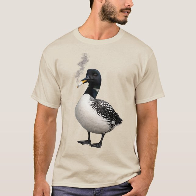 Camiseta bobo pájaro lobo canadiense somorgujo común meme d (Anverso)