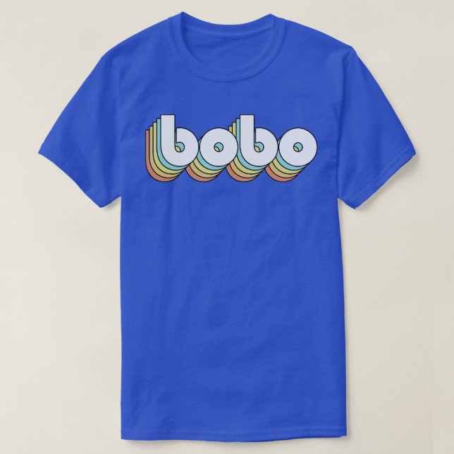 Camiseta Bobo Retro Estilo de Tipografía Arcoiris Faded (Diseño del anverso)