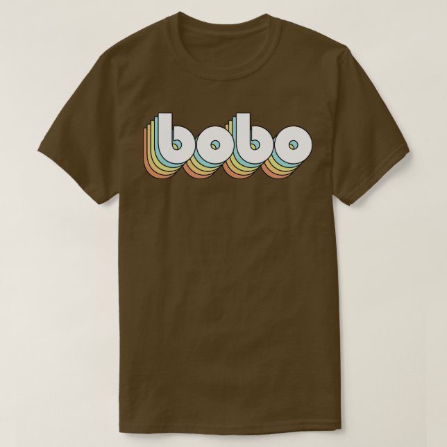 Camiseta Bobo Retro Estilo de Tipografía Arcoiris Faded (Diseño del anverso)