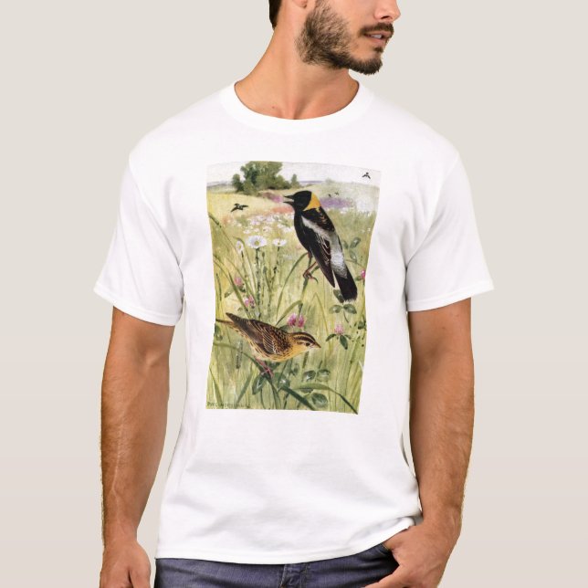 Camiseta Bobolinks, margaritas y trébol rosado (Anverso)