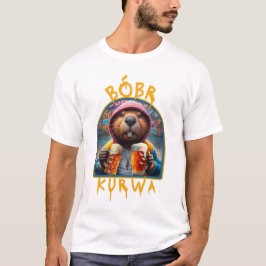 Camiseta Bóbr Kurwa Bebiendo cerveza