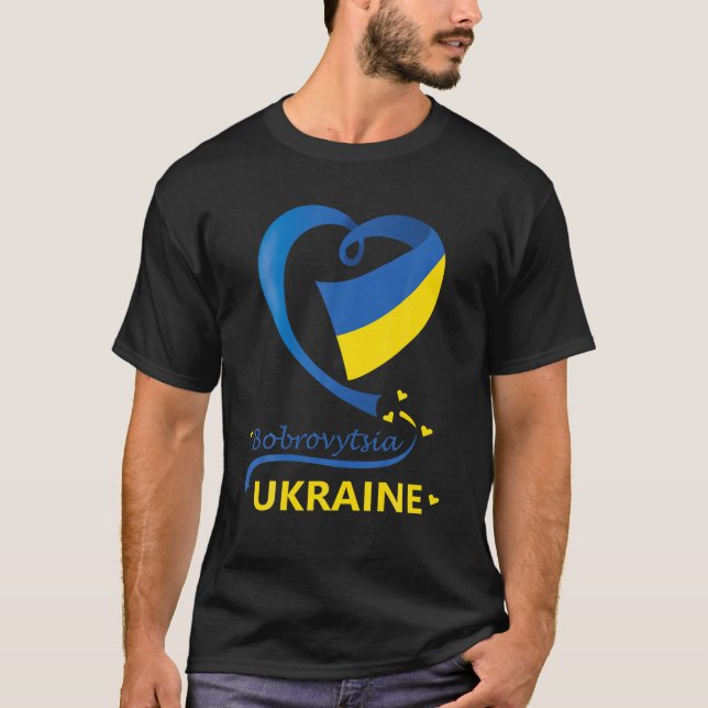 Camiseta Bobrovytsia Ucrania Bandera Nacional de Ucrania Em (Anverso)