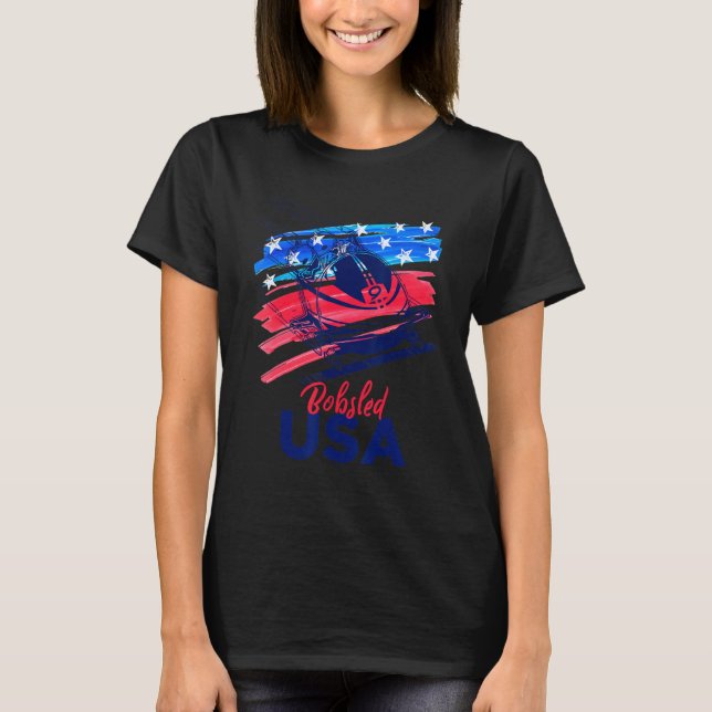 Camiseta Bobsled Usa Apoya Al Equipo T Bandera De Los Estad (Anverso)