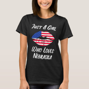 Camiseta Boca de boca Amor Bandera Americana Nebraska