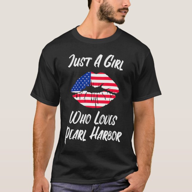 Camiseta Boca de boca amor Pearl Harbor Bandera Americana (Anverso)