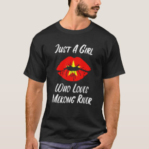 Camiseta Boca de labios amor Bandera vietnamita Río Mekong