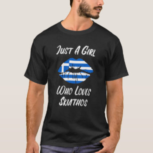 Camiseta Boca de los labios Ama la bandera griega Skiathos