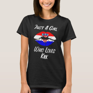 Camiseta Boca de los labios amor Bandera de Croacia Krk