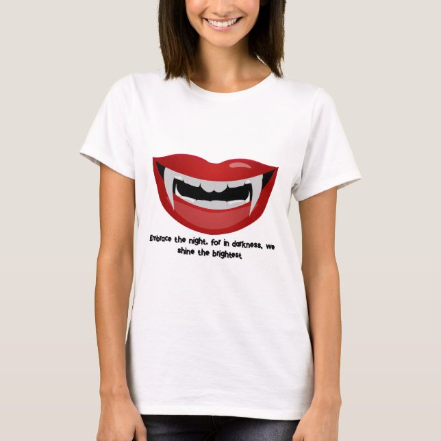 Camiseta boca de vampiro con colmillos y dientes (Anverso)