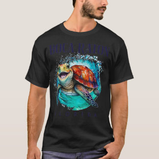 Camiseta Boca Raton Florida acuarela feliz tortuga marina