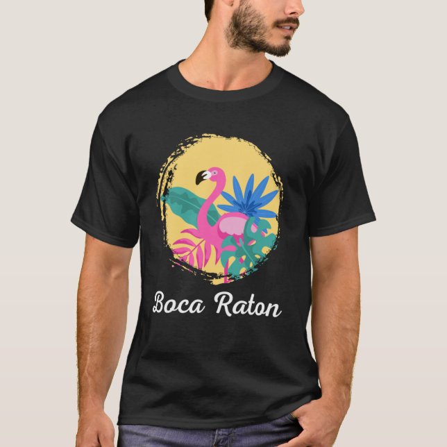 Camiseta Boca Raton Florida Beach Tropical Flamingo (Anverso)