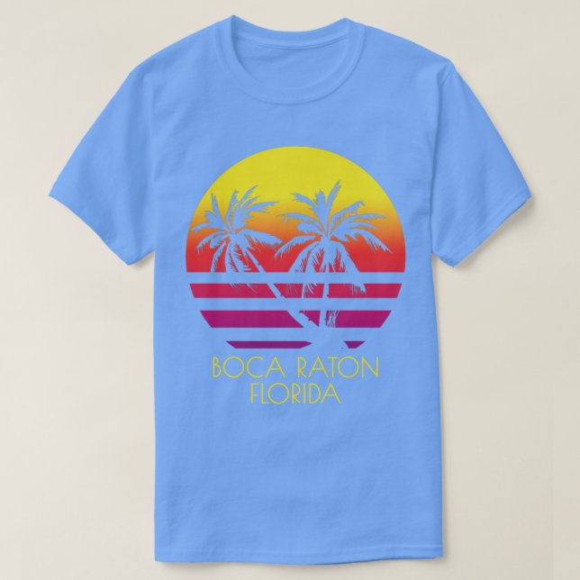 Camiseta Boca Raton Florida Vintage Tropical Sunset Palm Tr (Diseño del anverso)