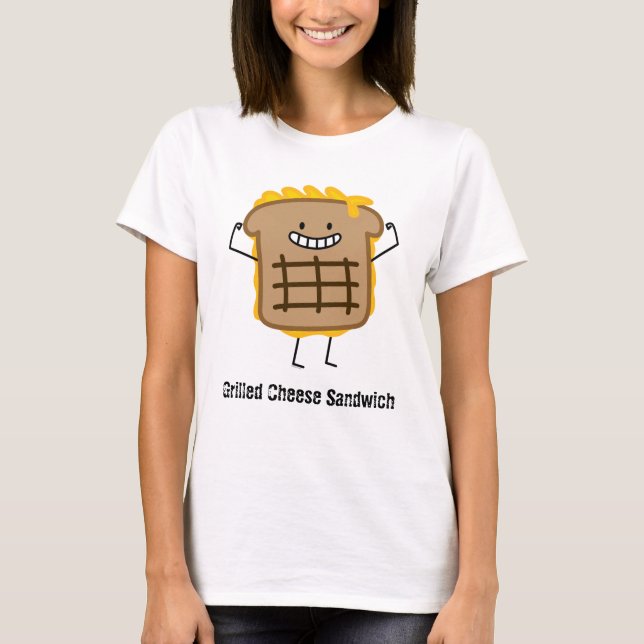 Camiseta Bocadillo asado a la parrilla feliz del queso (Anverso)