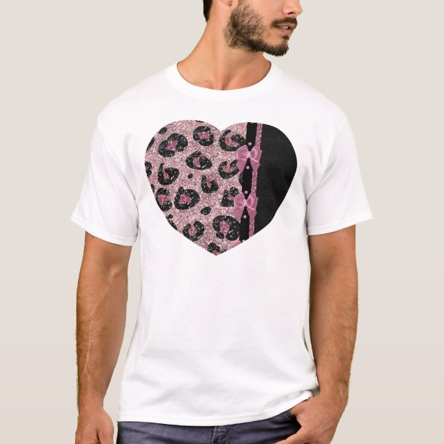 Camiseta Bocas de cinta de cinta de papel de leopardo rosa  (Anverso)