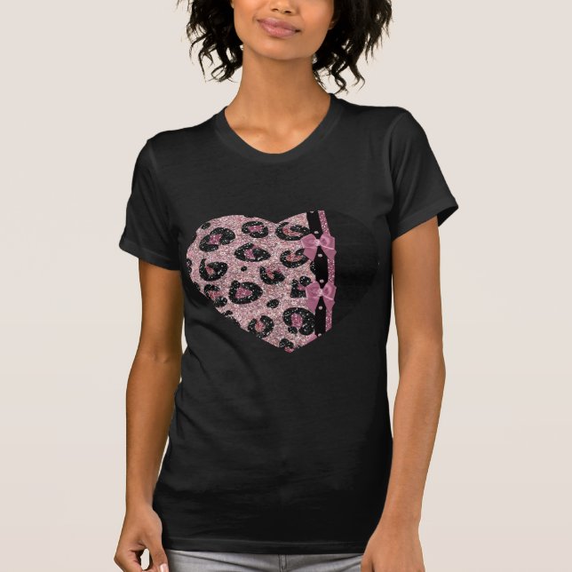 Camiseta Bocas de cinta de cinta de papel de leopardo rosa  (Anverso)