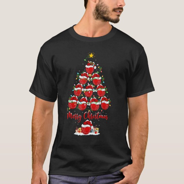 Camiseta Bocce Ball Xmas Luces Bocce Árbol de Navidad (Anverso)