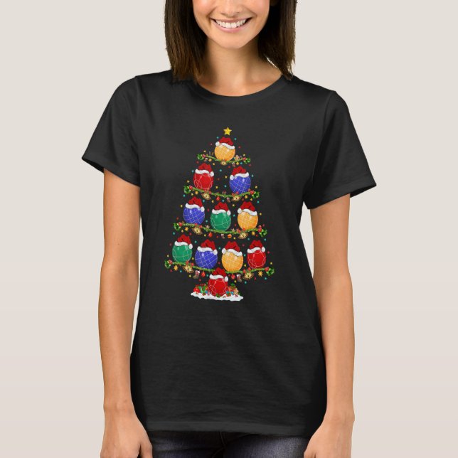 Camiseta Bocce Sports   Lights Xmas Santa Bocce Christmas T (Anverso)