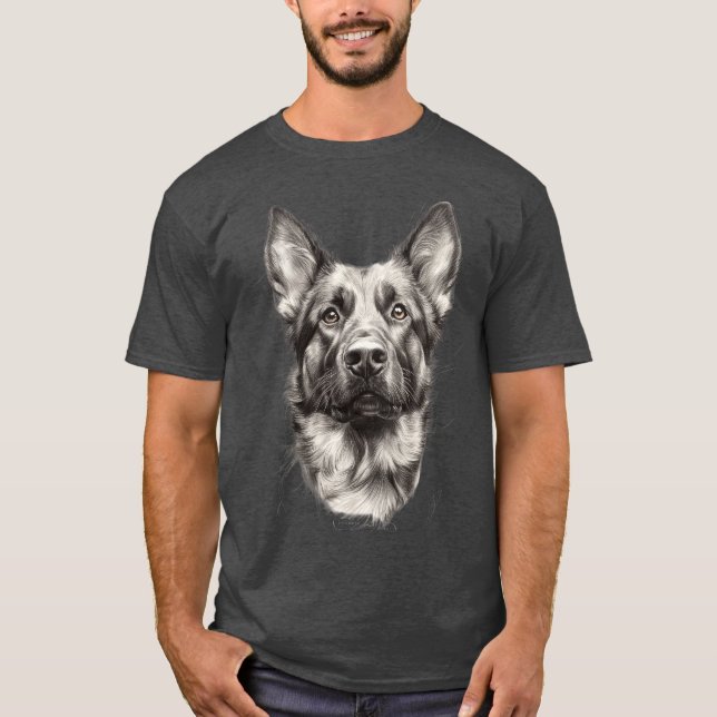 Camiseta Boceto Adorable de Pastor Alemán Perro Lindo (Anverso)