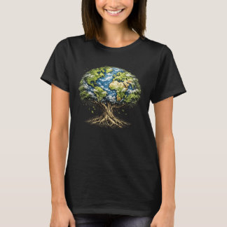 Camiseta Boceto de árbol de la tierra antigua Diseño de nat