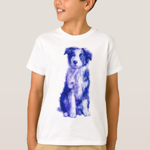 Camiseta Boceto de bolígrafo azul Cachorro de Border Collie