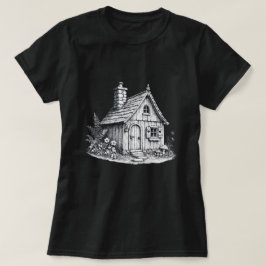Camiseta Boceto de cabaña vintage arte Cottagecore
