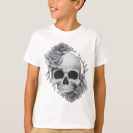 Camiseta Boceto de Calavera y Rosas