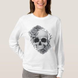 Camiseta Boceto de Calavera y Rosas