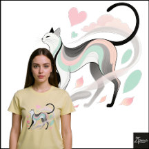 Boceto de corazón de rosa pastel de gato minimalis